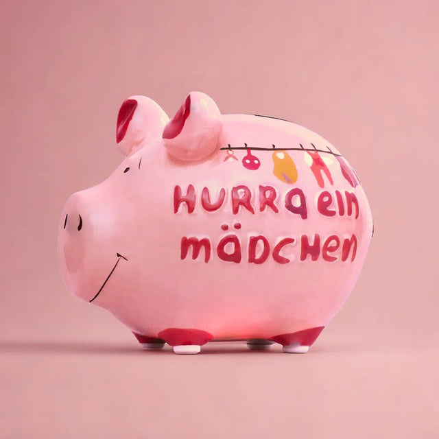 Sparschwein "Hurra ein Mädchen" - Klein