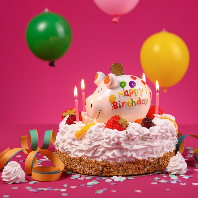 Sparschwein "Happy Birthday" - Mittel