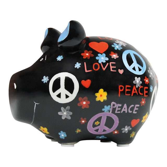 Sparschwein Hippie "Love Peace" - Klein