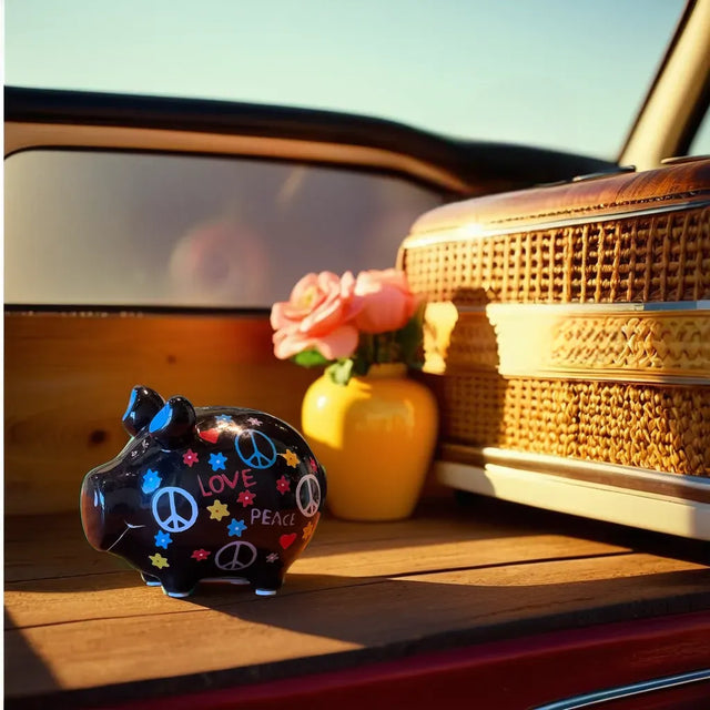Sparschwein Hippie "Love Peace" - Klein