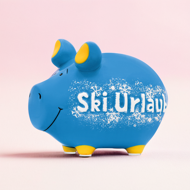 Sparschwein "Ski Urlaub" - Klein