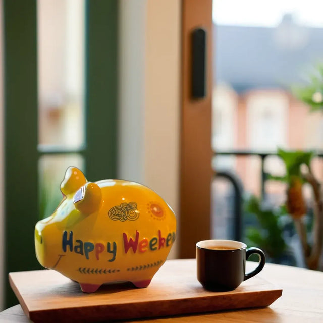 Sparschwein "Happy Weekend" - Klein