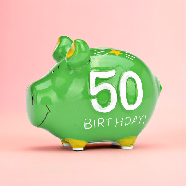 Sparschwein Geburtstag "50 Birthday!" - Klein