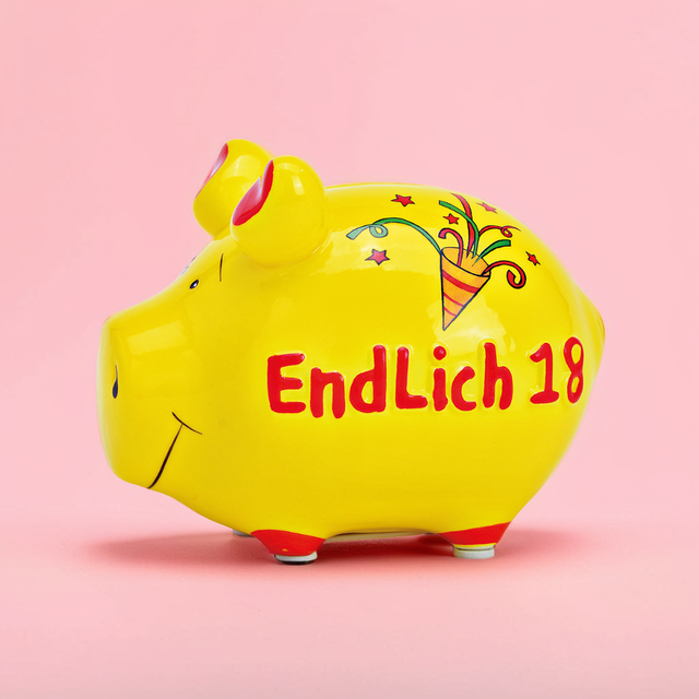 Sparschwein Geburtstag "Endlich 18" - Klein